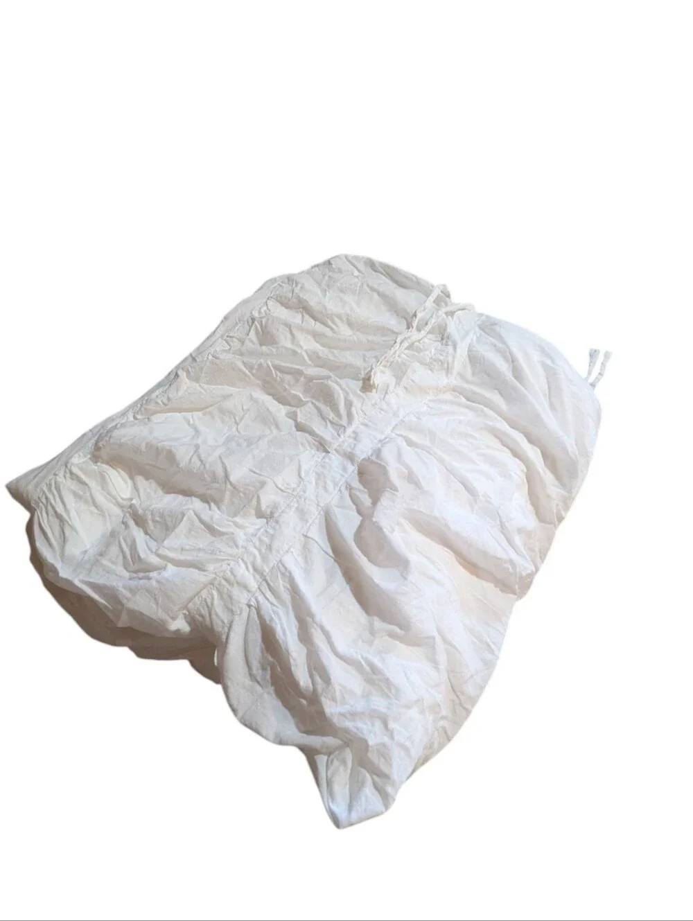 Pottery Barn Hadley Ruched Duvet Cover Full Queen White Voile Cotton Romantic